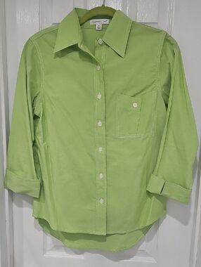 Coldwater Creek Girls' Bright Lime Green Button-Down Shirt